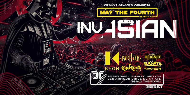 May the Fourth be with you! Join us at InvAsian on Saturday, May 4th for a Star Wars themed rave!
