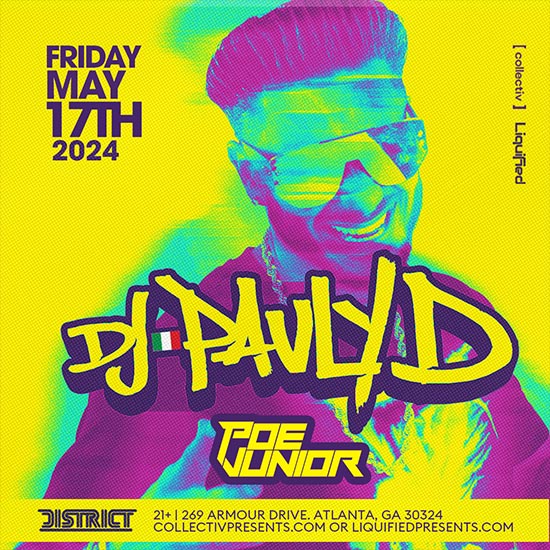 Get ready to dance the night away as District Atlanta proudly presents an electrifying performance by none other than DJ Pauly D on May 17th! 