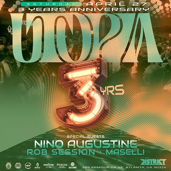 Utopia Turns Three! Celebrate 3 Years of Latin Paradise at District Atlanta on Saturday, April 27th.