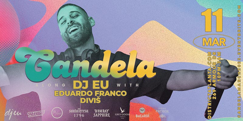 Join us for Atlanta's hottest monthly party on March 11th! Candela is a Latin Fusion event featuring sounds by DJ EU, DJ Eduardo Franco, and Diviš! Tickets are going fast, so don't wait - get yours today and experience an unforgettable night!