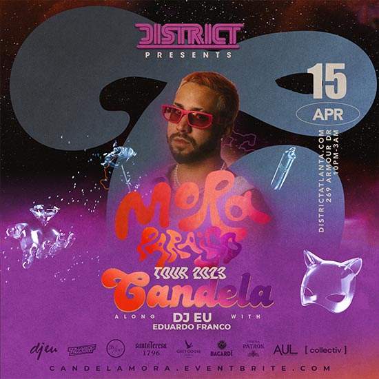  Join us on April 15th for Mora as he takes the stage in collaboration with Candela at District Atlanta for his highly anticipated Paraiso tour!